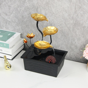 Adorno de rueda de agua para escritorio, decoración Feng Shui de hierro y plástico para sala de estar, oficina, área de recepción, paquete de una sola pieza - Product Image 1