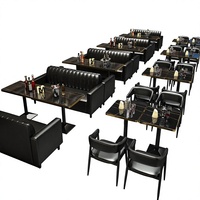 Mobilier de restaurant, ensemble table et chaises pour café-bar, restaurant occidental, barbecue, salon de thé, pâtisserie, canapé style vintage en PU