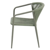 de fauteuils de café de jardin chaises de salle à manger de corde tissée en aluminium vert de patio extérieur de restaurant