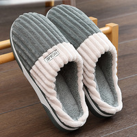 Chaussons d'intérieur en coton pour hommes, grande taille, avec massage lumineux et bout fermé