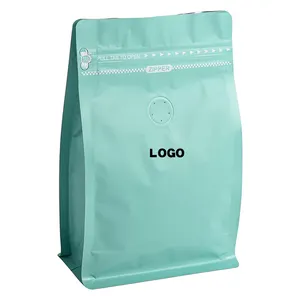 Индивидуальная печать с логотипом, матовая упаковка для кофе, пакеты с плоским дном, экологически чистые, герметичные, односторонний клапан, кофейный мешок