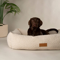 Cama para Perros Tipo Bolster Lavable de Tela Bouclé, Tamaño XXL, Sofá para Mascotas, Cojín, Cama de Color Sólido para Mascotas