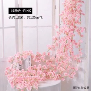 Guirlandes artificielles de fleurs de cerisier en soie pour décorations de plafond de mariage et habillage des conduits de climatisation intérieurs - Product Image 3