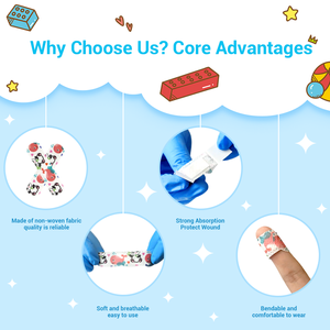 BLUENJOY, vendaje <span class=keywords><strong>de</strong></span> dedo impreso personalizado, Bandaid <span class=keywords><strong>de</strong></span> dibujos animados para niños, botiquines <span class=keywords><strong>de</strong></span> primeros auxilios no tejidos transpirables, yeso para heridas - Product Image 6