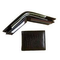 Dompet Lipat Klasik Kulit Buaya Asli Hitam Mewah untuk Pria, Dompet Pendek Lipat Dua Kulit Aligator Asli