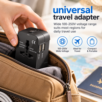 All-in-One Universal Reiseadapter Weltweiter Steckdosenadapter mit Dual-USB-Ladegerät für US EU UK AU