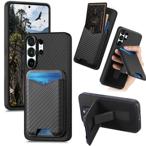 Funda tipo cartera con soporte para tarjetas, estilo fibra de carbono, para Samsung S26 Ultra/S24FE/S25/A57, para <span class=keywords><strong>Galaxy</strong></span> A37/A56 - Product Image 4