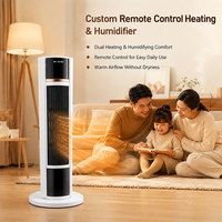 Chauffage d'appoint PTC télécommandé avec humidificateur intégré, sans air chaud sec, oscillant, pour salon, idéal pour l'hiver
