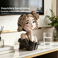 Ensemble de rangement pour pièces de monnaie en résine, motif fille de dessin animé, décoration d'intérieur moderne et minimaliste, tirelire pour meuble TV et bureau, cadeau d'anniversaire