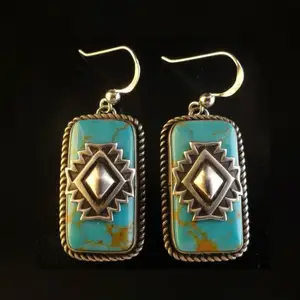 Bohemian Vintage Southwest Aztec Geometric Turquoise Earrings