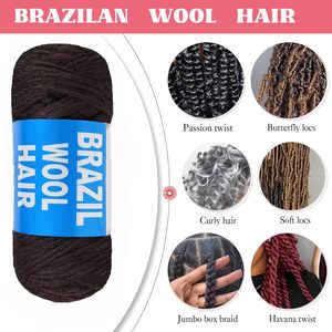 Venta al por mayor, barato, 70g por paquete, <span class=keywords><strong>pelo</strong></span> de lana brasileña, fibra sintética ignífuga para trenzar y <span class=keywords><strong>hacer</strong></span> el <span class=keywords><strong>pelo</strong></span> de ganchillo - Product Image 4