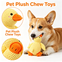 Jouet pour chien en peluche couineur petit canard jaune, jouets à mâcher doux et résistants pour animaux de compagnie, jouets durables anti-morsure pour chats et chiens