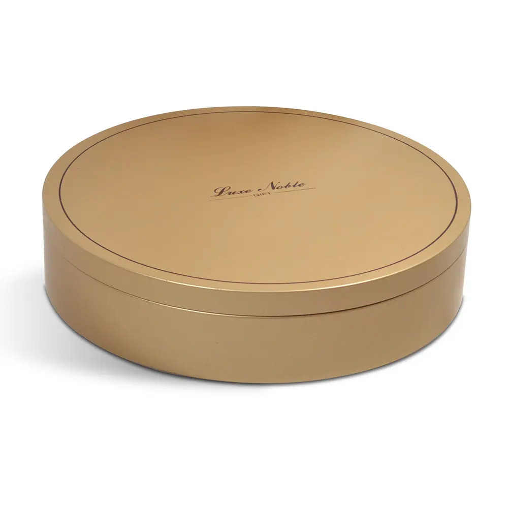 Wholesale custom large rose gold food grade 6 inch 8 inch cookie cake packaging metal box round tin can for cakes