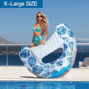 Manual Classic Travel Pool <b>Float</b> Shade Cup Holder Backrest Heavy Duty 300 Lbs Capacity <b>Inflatable</b> Umbrella Waterfall Shower - Product Image 3