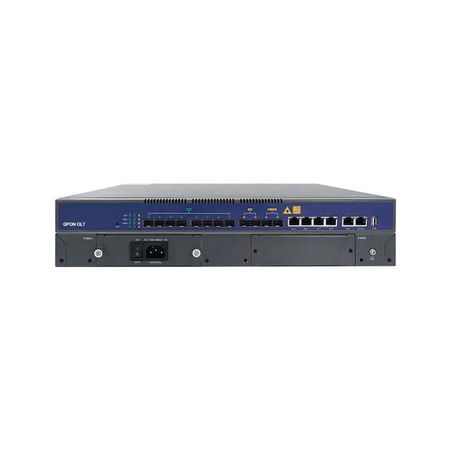 GPON OLT 8-Port for FTTH 10 Gigabit Ethernet RJ45 TCP 1U Compatible with 128 ONUs and Various ONTs