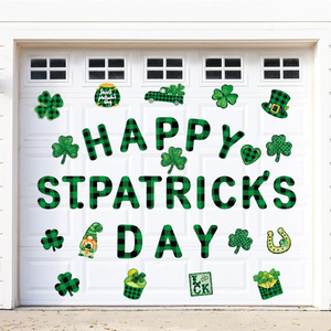 Décoration de porte de garage élégante en polyrésine avec trèfle irlandais, elfe magnétique pour le réfrigérateur, pour les fêtes de la Saint-Patrick - Product Image 2