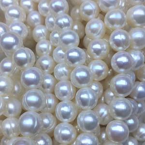 Collier de perles d'eau douce semi-finies de 8-9 mm, presque rondes, avec défauts de fil, bijoux en perles naturelles blanches en vrac - Product Image 1