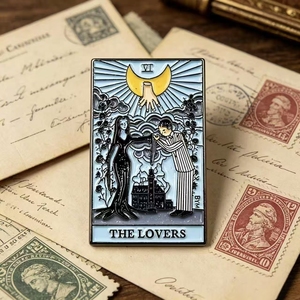 Spilla in smalto Tarocchi degli Amanti Gotici, Spilla per coppia <span class=keywords><strong>Wednesday</strong></span> Addams - Product Image 1