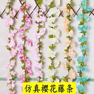 Unique Artificial Cherry Blossom <b>Vines</b> Peony Style Wall Hanging Wedding Decor Deep Pink Rose Red Blue White Champagne <b>Light</b> Pink - Product Image 2