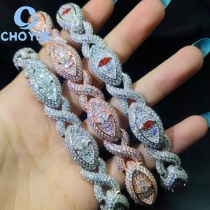 Fashion S925 Silver Moissanite Cuban Bracelet Iced Out Evil Eyes <b>Infinity</b> Design Pass Diamond Tester Hip Hop Jewelry for Men - Product Image 5