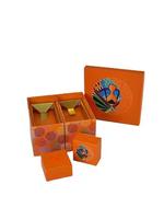 Caja de Regalo Rígida de Cartón de Doble Capa, Color Naranja Dorado, de Lujo y Alta Gama, Estilo Moderno Personalizado para Pastel Lunar