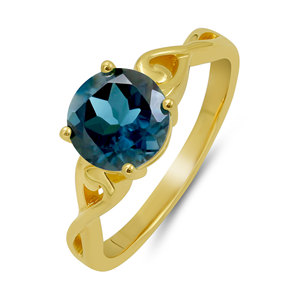 Bague de luxe pour femme Gourik en argent sterling 925 plaqué or, sertie de topaze bleue de Londres, idéale pour mariage et soirée - Product Image 2