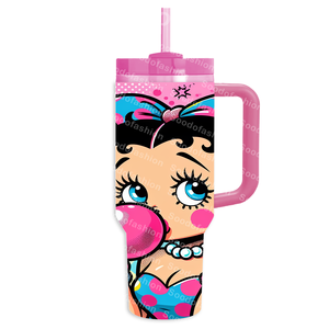 Taza aislada al vacío de acero inoxidable 304 de doble capa personalizada de dibujos animados de <span class=keywords><strong>Betty</strong></span> con pajita de mano nuevo diseño taza de coche de regalo de negocios - Product Image 3