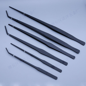 Pinzas para plantas acuáticas de acero inoxidable negro, herramientas para paisajismo de acuarios, pala para arena extendida con puntas rectas y curvas - Product Image 1