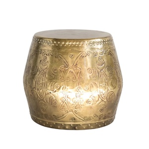 กลองทองเหลืองโบราณโต๊ะกาแฟและชาสำหรับห้องนั่งเล่นและสวนของตกแต่งสวน - Product Image 3