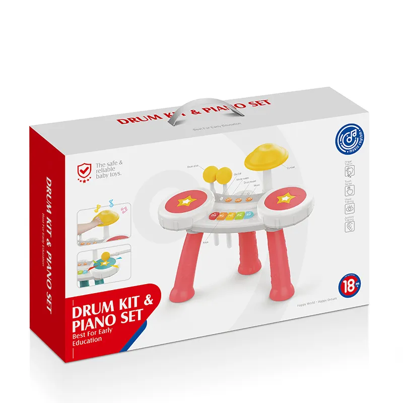 HUANGER educational multifunzionale musical baby drum set giocattoli per strumenti tamburi musicali per bambini portatili giocattoli per pianoforte