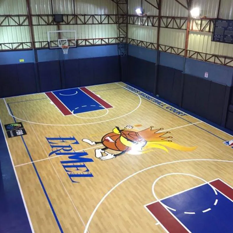 Tapete de basquete plástico imitado madeira