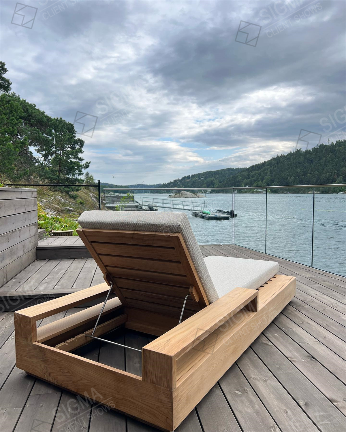 Modern Factory Patio Teak Outdoor Furniture Chaise Garden Furniture Set Luxury Solid Wooden Beach Sun Lounger