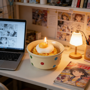 Candele a Tema Noodle e Uova Fritte per Feste a Tema Amanti degli Snack Asiatici, Forniture all'Ingrosso per Compleanni e Oggetti di Scena Fotografici - Product Image 4