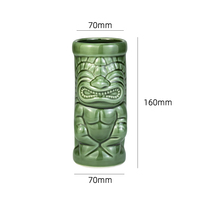Taza Tiki de Cerámica Esculpida en 3D de 420 ml, Taza de Cóctel Moai Hawaiana Vintage, Taza de Cerveza con Diseño Artístico Pintado del Dios Tiki para Bar, Fiesta, Hogar