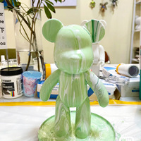 Ensemble de sculptures d'ours fluides en résine, peintures acryliques, ours en plastique violent, kit d'ours fluides, modèle de jouets à colorier