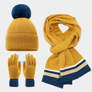Ski chaud automne Pom Pom tricoté chapeau gants et <span class=keywords><strong>écharpe</strong></span> hiver femmes hiver trois pièces <span class=keywords><strong>ensemble</strong></span> - Product Image 6