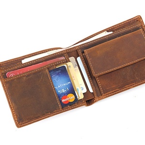 For Men's Full Grain Crazy Horse Leather Genuine Leather Slim Waterproof RFID Blocking Credit Purse Card Holder - Product Image 3