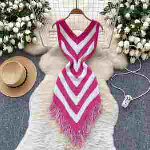 Vestido Midi Casual Asimétrico Vintage de Verano para Mujer, Vestido de Encaje con Borlas y Corte Imperio - Product Image 2
