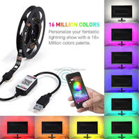 Tira de Luces LED inteligente, cinta de Luz de fondo de 1M, 2m, 3m, 5M, BT, Control por aplicación, sincronización de música, 5050 RGB, 5V, USB, TV