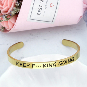 Sức Tiếp Tục Đi Thiết Kế Thời Trang Thép Không Gỉ Khắc Tin Nhắn Cuff Inspirational 18 k Bangle Vòng Đeo Tay cho Nam Giới Phụ Nữ - Product Image 2