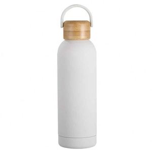 Minimalist Stainless Steel Vacuum Insulated Water <b>Bottle</b> With Wooden Lid And Handle For Travel - Product Image 3
