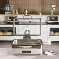 SUNNEX Burano Gamme 1/1 8.5L En Acier Inoxydable Chafing Dish Induction Chafer Hôtel Buffet Électrique Chauffage De L'eau Poêle 900W 220V