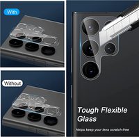 Film protecteur d'objectif de téléphone transparent en verre 3D à couverture complète pour Samsung S23 Ultra S24 S22 Note 20 S26 Ultra