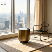 Table de chevet ronde moderne en laiton, table d'appoint cylindrique minimaliste pour chambre à coucher, table d'appoint de luxe dorée