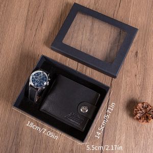 Set Regalo Aziendale Personalizzato con Logo Stampato, Souvenir <span class=keywords><strong>per</strong></span> <span class=keywords><strong>San</strong></span> <span class=keywords><strong>Valentino</strong></span>, Regalo <span class=keywords><strong>per</strong></span> <span class=keywords><strong>Fidanzato</strong></span>, Festa del Papà, Orologio al Quarzo e Portafoglio - Product Image 3