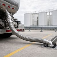 Tuyau flexible en acier inoxydable tressé avec raccords femelles Camlock de type C pour le transfert de fluides industriels.