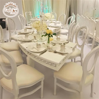 Nouveau design de table de mariage en serpentine avec dessus en verre pour banquet moderne et luxueux en acier inoxydable pour événements royaux