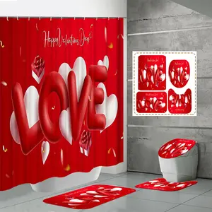 Set De Rideaux De Douche 3D Cortina De Ducha Personalizada Impreso Y Juego De Alfombras De Baño Cortina De Ducha De Baño De Poliéster Set Para Baño