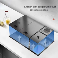 Évier de cuisine multifonctionnel de style nouveau avec barres cachées, rince-gobelets, en acier inoxydable 304, fait main