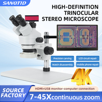 SANQTID TD-745P-4KH 7-45X Trinocular Stereomicroscope Mobile Phone PCB Repair 4K HDMI Photo-based Measurement Microscope Camera